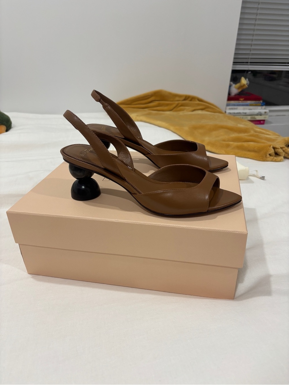 Alexandre Birman Tropicana Brown Slingback Peep-Toe Heels